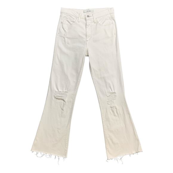 Joes Jeans Womens 28 White Denim Bootcut High Rise Distressed Cutout Hem Stretch - Picture 1 of 14